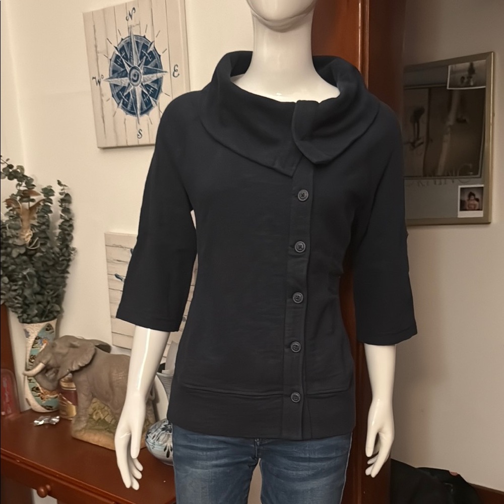 NWT Eddie Bauer size small Stylish Black Button-Up Sweater